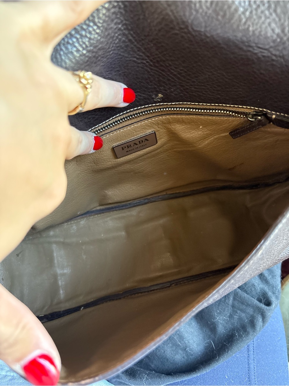 Prada Dark Brown Pebbled Leather crossbody Bag - Picture 10 of 10